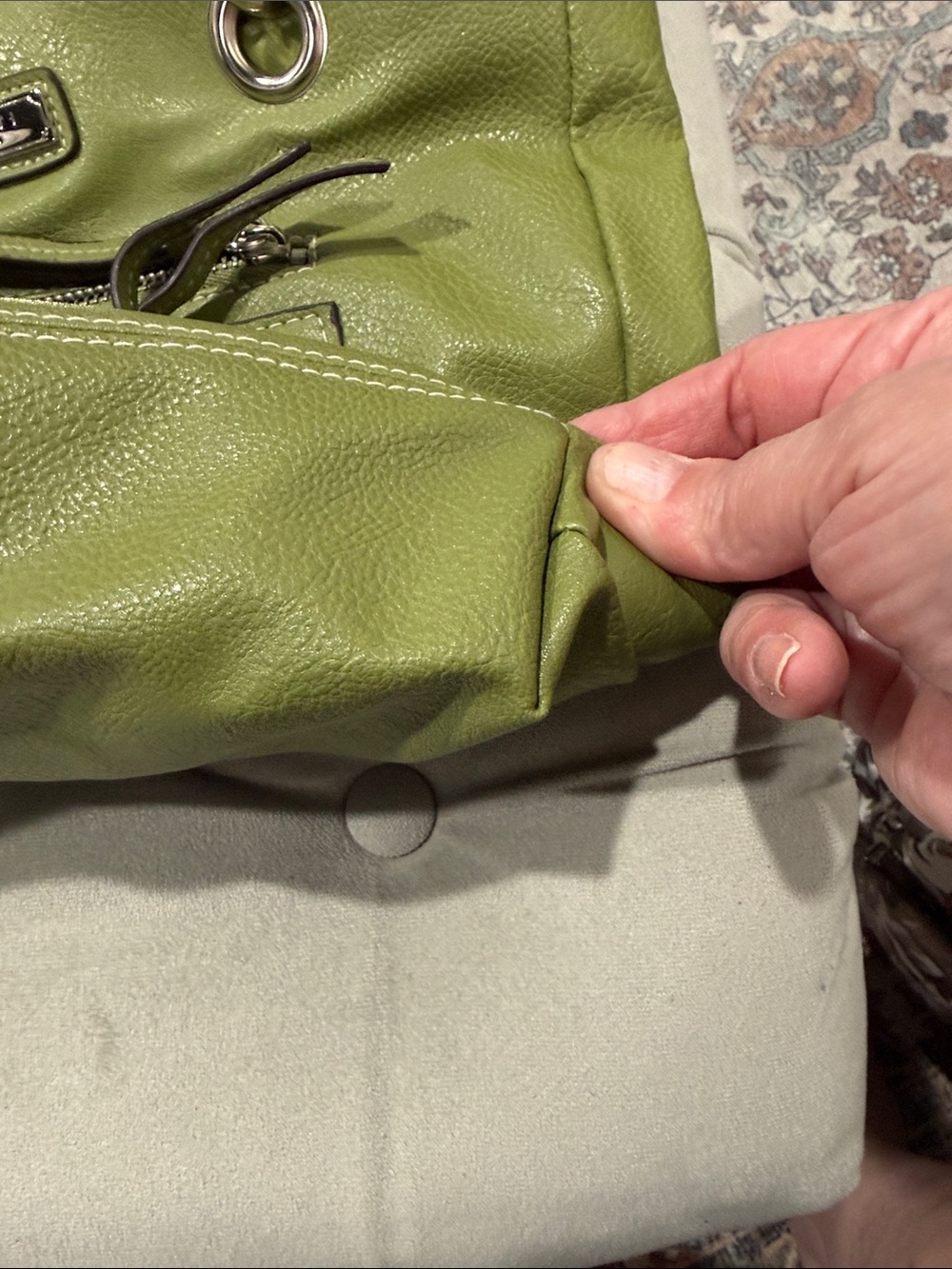 Rosetti Olive Green faux Pebbled Leather Shoulder Bag - Picture 3 of 5